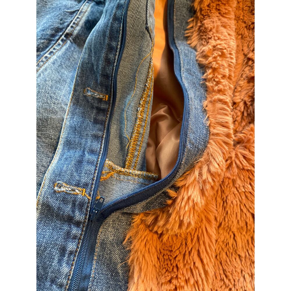 AVEC LES FILLES Women’s M Denim Trucker Jacket w/removable pink faux fur - Picture 8 of 11